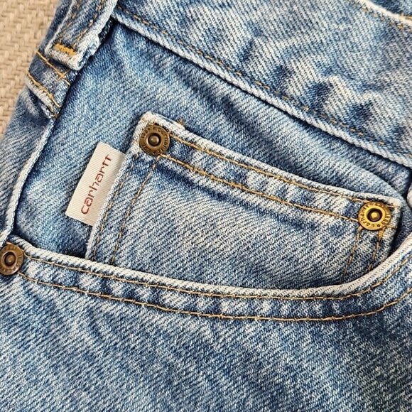 Carhartt Jeans Men's 42x30 Straight Medium Wash Blue Denim EUC B18-STW Classic - Picture 9 of 13